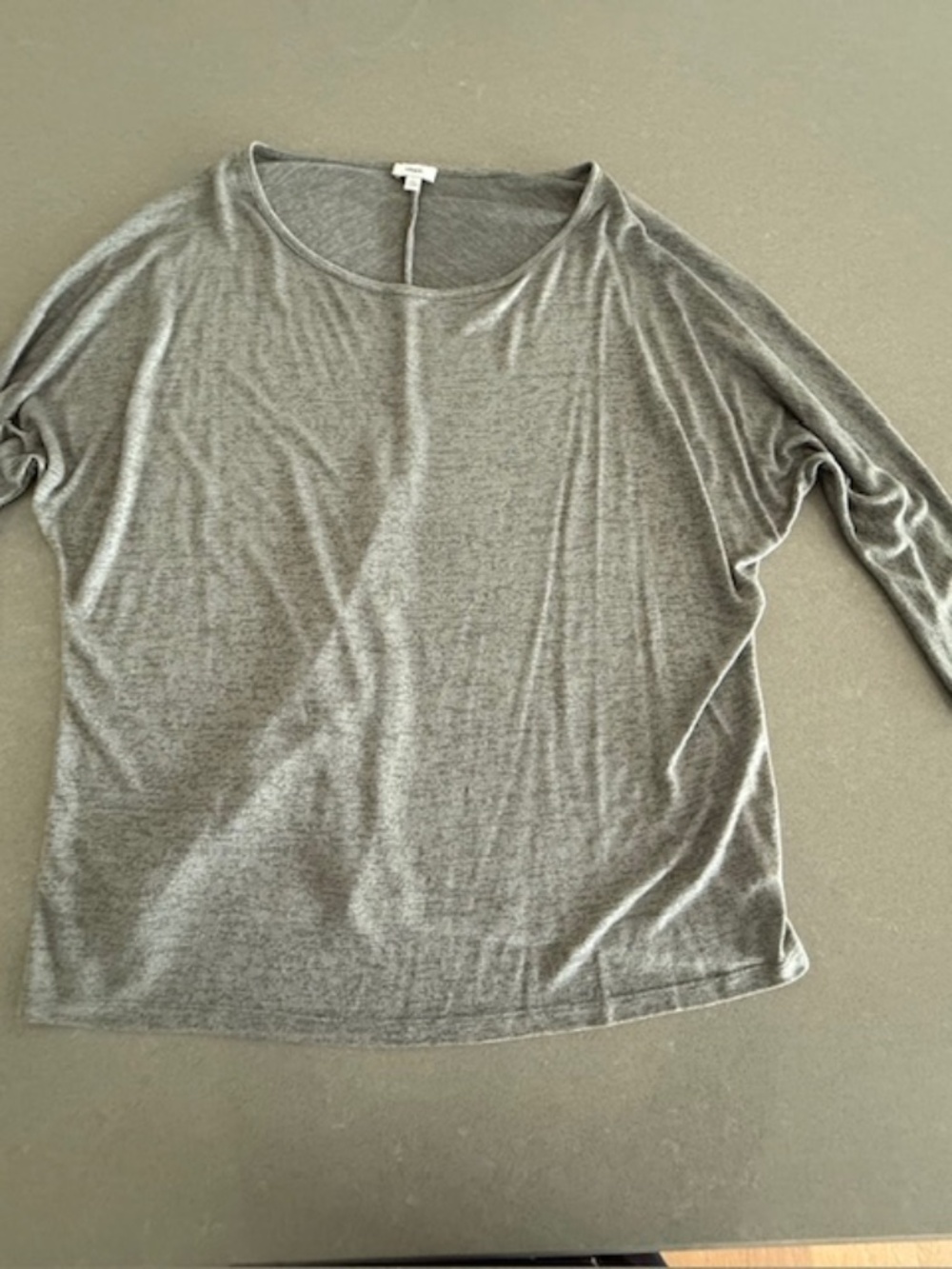 Vince Gray Green Heather Dolman Sleeve Back Stitch Top T Shirt Large 3/4 Sleeve
